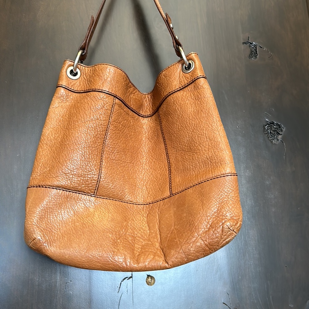 Fossil Brown Leather Bag 13” x 12” - Picture 5 of 11